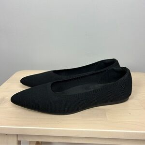VIVAIA Macy Ribbed Knit Pointed Toe Flat Black Size 7/37.5 Cushioned Staple